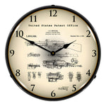 Collectable Sign and Clock 1919 B.A.R. Browning Automatic Rifle Patent Blueprint Backlit Wall Clock-2103233-Garage Giant 
