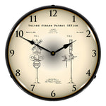 Collectable Sign and Clock 1935 Railroad Train Crossing Signal Patent Blueprint Backlit Wall Clock-2103237-Garage Giant 