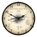 Collectable Sign and Clock 1937 Trumpet Patent Blueprint Backlit Wall Clock-2103238-Garage Giant 