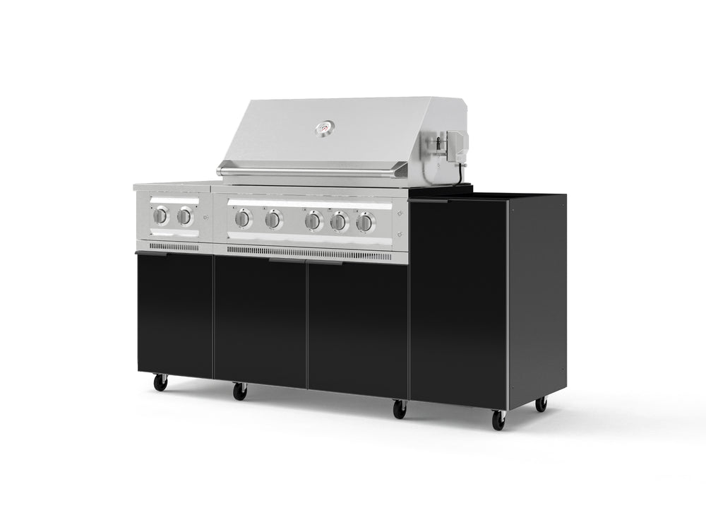 NewAge Outdoor Kitchens Outdoor Grill Island Aluminum 5-Piece Cabinet Set with Casters and 1-Door, Grill Cabinet, Dual Side Burner and Platinum Grill - (Liquid Propane) | Garage Giant
