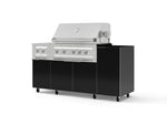 NewAge Outdoor Kitchens Outdoor Grill Island Aluminum 5-Piece Cabinet Set with Casters and 1-Door, Grill Cabinet, Dual Side Burner and Platinum Grill - (Liquid Propane) | Garage Giant 