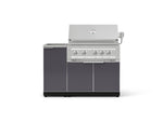 NewAge Outdoor Kitchens Outdoor Grill Island Aluminum 3-Piece Cabinet Set with Sink, Grill Cabinet and Platinum Grill-73954-Garage Giant 