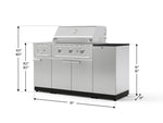 NewAge Outdoor Kitchens Outdoor Grill Island Stainless-Steel 6-Piece Cabinet Set with 1-Door, Grill Cabinet, Performance Grill, Side Burner and Dekton in Sirius Countertop - (Natural Gas) 