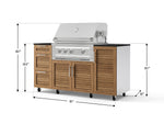 NewAge Outdoor Kitchens Outdoor Grill Island Stainless-Steel Louvered Doors 6-Piece Cabinet Set with Casters 1 Door, 3 Drawer, Grill Cabinet, Platinum Grill and Dekton in Sirius Countertops - (Liquid Propane) 