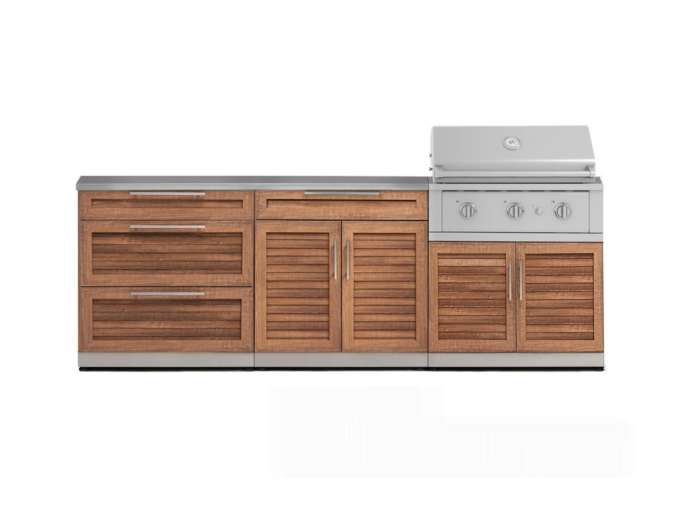 NewAge Outdoor Kitchens Stainless Steel 5-Piece Cabinet Set with with 3-Drawer, Bar, Grill Cabinet, Performance Grill and Countertop-71051-Garage Giant