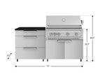 NewAge Outdoor Kitchens Stainless Steel 4-Piece Cabinet set with Casters and 3 Drawer, Grill Cabinet, Platinum Grill, Countertop-72146-Garage Giant 