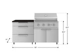 NewAge Outdoor Kitchens Stainless Steel 4-Piece Cabinet Set with Casters and 3 Drawer, Grill Cabinet, Performance Grill, Countertop-72139-Garage Giant 