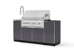 NewAge Outdoor Kitchens Outdoor Grill Island Aluminum 5-Piece Cabinet Set with Sink, 1 Door, Grill Cabinet, Platinum Grill and Stainless Steel Countertop - (Natural Gas) | Garage Giant 