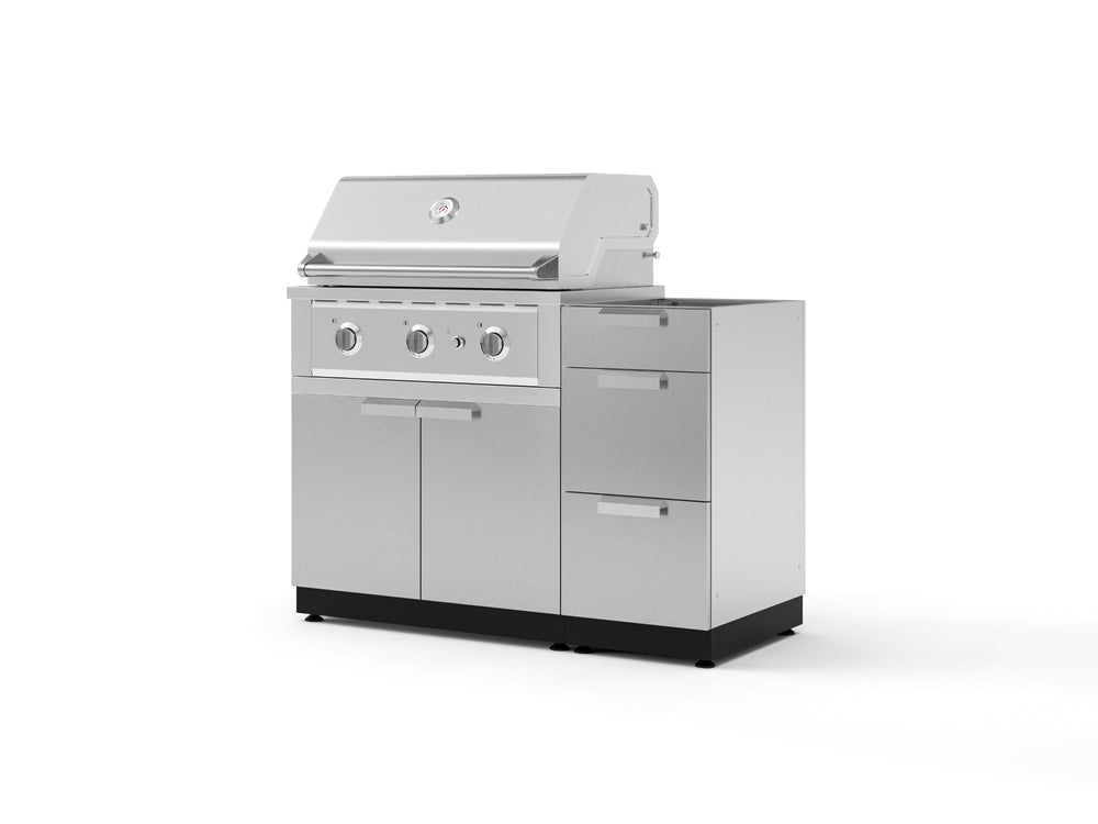NewAge Outdoor Kitchens Outdoor Grill Island Stainless-Steel 3-Piece Cabinet Set with 3-Drawer, Grill Cabinet and Performance Grill - (Natural Gas) | Garage Giant
