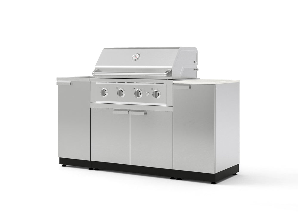 NewAge Outdoor Kitchens Outdoor Grill Island Stainless-Steel 5-Piece Cabinet Set with Sink, 1 Door, Grill Cabinet, Performance Grill and Stainless Steel Countertop - (Natural Gas) | Garage Giant