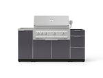 NewAge Outdoor Kitchens Outdoor Grill Island Aluminum 5-Piece Cabinet Set with Sink, 3 Drawer, Grill Cabinet, Platinum Grill and Stainless Steel Countertop - (Natural Gas) 