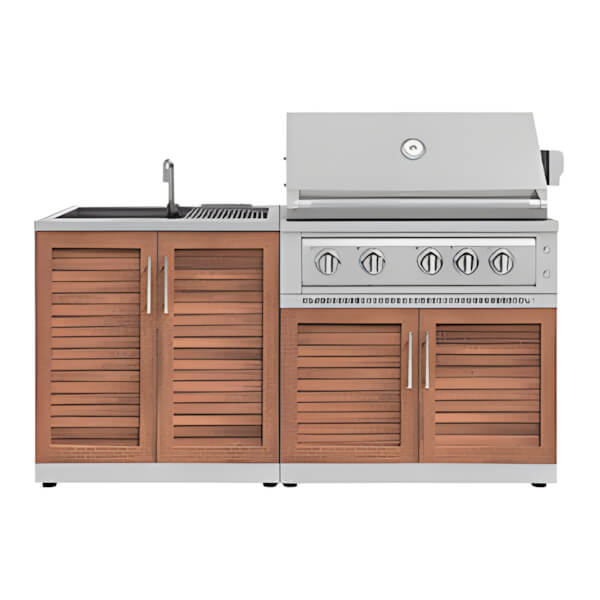 NewAge Outdoor Kitchens Grove 3-Piece Outdoor Kitchen Set with 36-Inch Liquid Propane Platinum Grill-67340-Garage Giant
