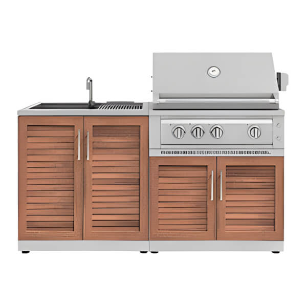 NewAge Outdoor Kitchens Grove 3-Piece Outdoor Kitchen Set with 33-Inch Natural Gas Platinum Grill-67284-Garage Giant