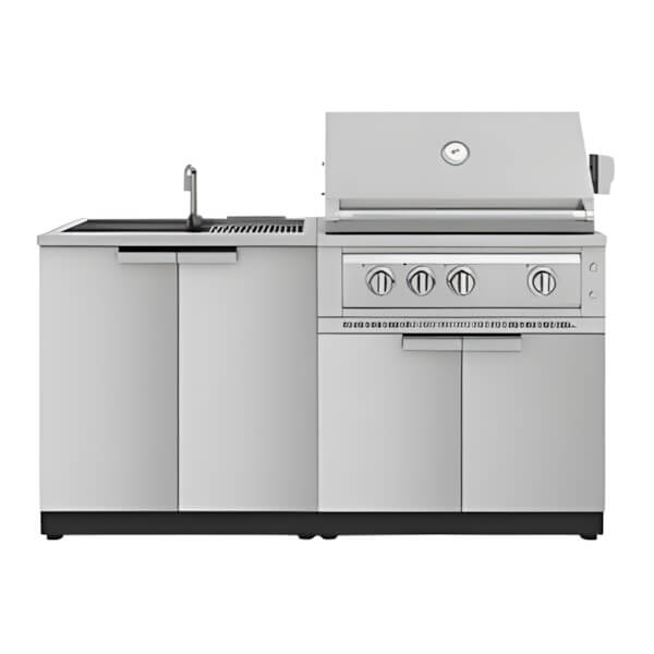 NewAge Outdoor Kitchens Stainless Steel 3-Piece Outdoor Kitchen Set with 33-Inch Natural Gas Platinum Grill-67251-Garage Giant
