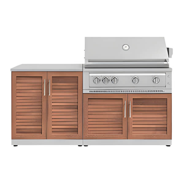 NewAge Outdoor Kitchens Grove 4-Piece Outdoor Kitchen Set with 40-Inch Natural Gas Platinum Grill-67378-Garage Giant