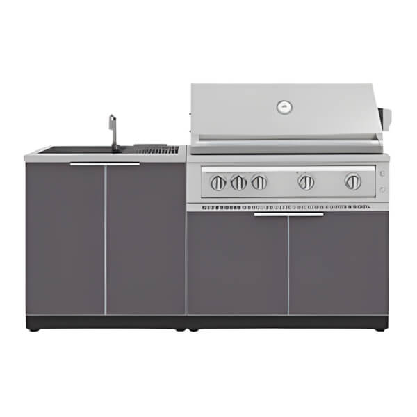 NewAge Outdoor Kitchens Aluminum Slate Grey 3-Piece Outdoor Kitchen Set with 40-Inch Natural Gas Platinum Grill-67364-Garage Giant