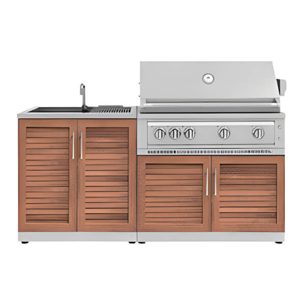 NewAge Outdoor Kitchens Grove 3-Piece Outdoor Kitchen Set with 40-Inch Natural Gas Platinum Grill-67380-Garage Giant