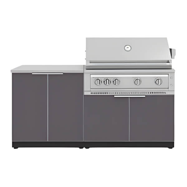 NewAge Outdoor Kitchens Aluminum Slate Grey 4-Piece Outdoor Kitchen Set with 40-Inch Natural Gas Platinum Grill-67362-Garage Giant