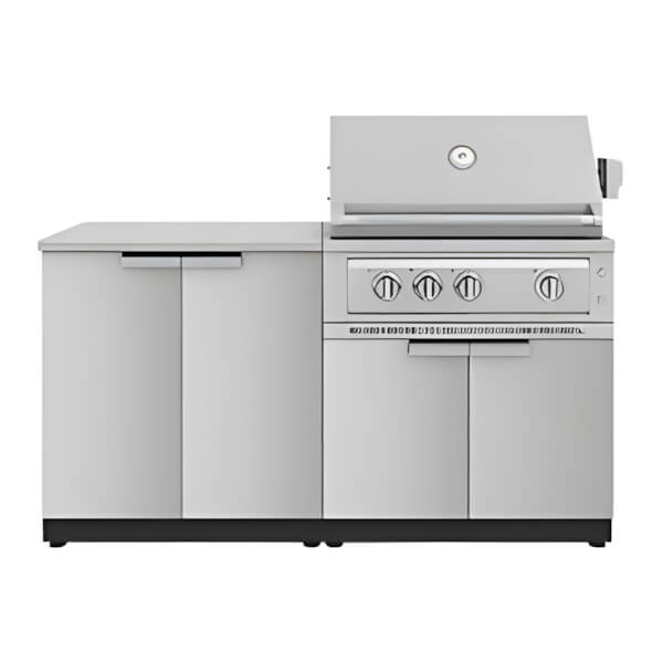 NewAge Outdoor Kitchens Stainless Steel 4-Piece Outdoor Kitchen Set with 33-Inch Liquid Propane Platinum Grill-67258-Garage Giant