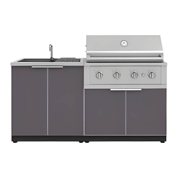 NewAge Outdoor Kitchens Aluminum Slate Grey 3-Piece Outdoor Kitchen Set with 36-Inch Liquid Propane Performance Grill-67325-Garage Giant