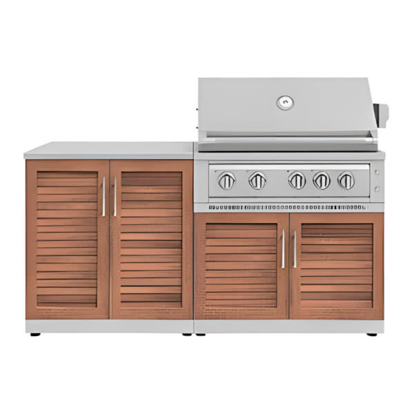 NewAge Outdoor Kitchens Grove 4-Piece Outdoor Kitchen Set with 36-Inch Liquid Propane Platinum Grill-67338-Garage Giant
