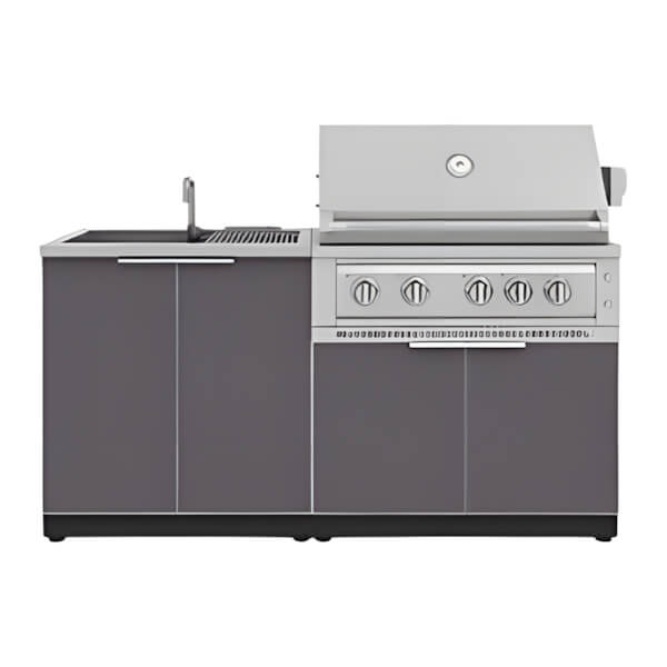 NewAge Outdoor Kitchens Aluminum Slate Grey 3-Piece Outdoor Kitchen Set with 36-Inch Liquid Propane Platinum Grill-67324-Garage Giant