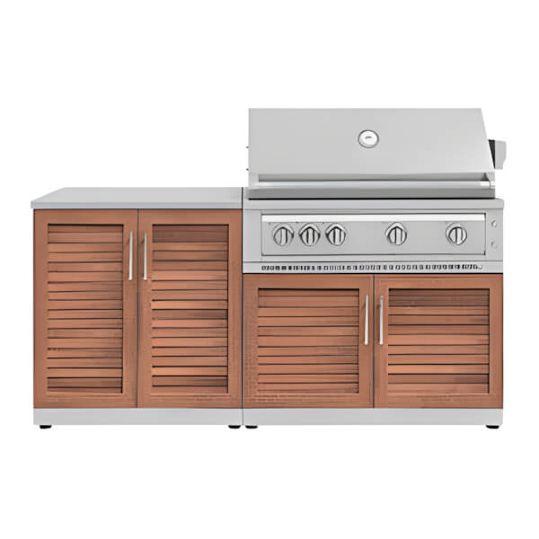 NewAge Outdoor Kitchens Grove 4-Piece Outdoor Kitchen Set with 40-Inch Liquid Propane Platinum Grill-67386-Garage Giant