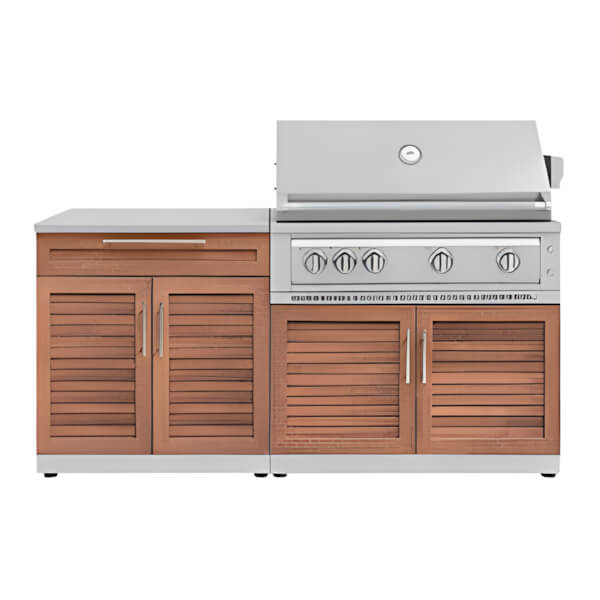 NewAge Outdoor Kitchens Grove 4-Piece Outdoor Kitchen Set with 40-Inch Liquid Propane Platinum Grill-67392-Garage Giant