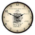 Collectable Sign and Clock 1898 J.A. Burr Lawn Mower Patent Blueprint Backlit Wall Clock-22041283-Garage Giant 