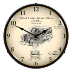 Collectable Sign and Clock 1946 Willys Jeep Station Wagon Patent Blueprint Backlit Wall Clock-22041294-Garage Giant 