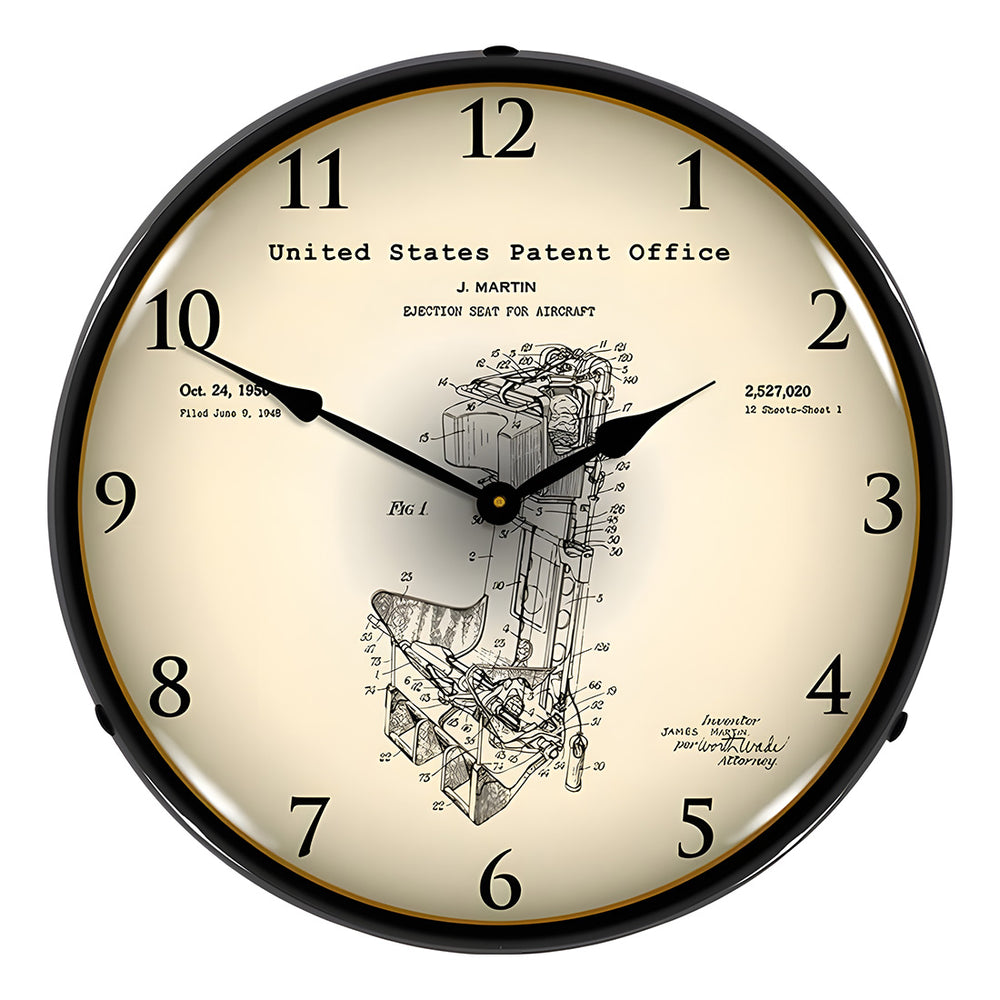 Collectable Sign and Clock 1948 Martin Aircraft Ejection Seat Patent Blueprint Backlit Wall Clock