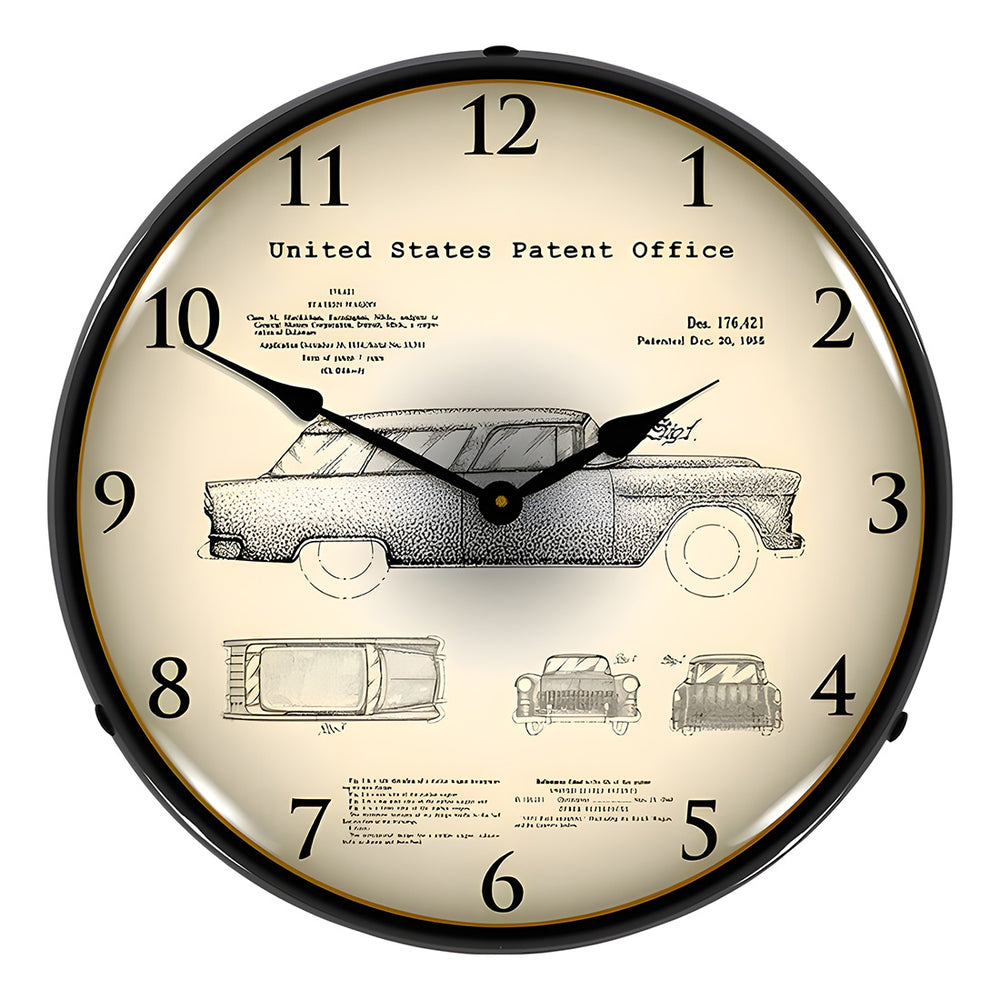 Collectable Sign and Clock 1955 Chevrolet Nomad Wagon Patent Blueprint Backlit Wall Clock-22041297-Garage Giant