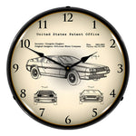 Collectable Sign and Clock 1981 DeLorean Patent Blueprint Backlit Wall Clock-22041301-Garage Giant 