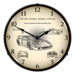 Collectable Sign and Clock Ferrari F40 Patent Blueprint Backlit Wall Clock-22041305-Garage Giant 