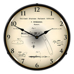 Collectable Sign and Clock 1874 Straight Razor Patent Blueprint Backlit Wall Clock-22041306-Garage Giant 