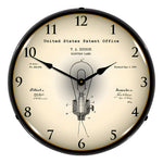 Collectable Sign and Clock 1882 Edison Bulb Patent Blueprint Backlit Wall Clock-22041307-Garage Giant 