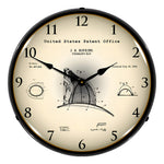 Collectable Sign and Clock 1889 Hopkins Firemans Hat Patent Blueprint Backlit Wall Clock-22041309-Garage Giant 