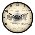 Collectable Sign and Clock 1898 Prescott Roller Coaster Patent Blueprint Backlit Wall Clock-22041310-Garage Giant 