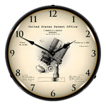 Collectable Sign and Clock 1899 Bausch Microscope Patent Blueprint Backlit Wall Clock-22041311-Garage Giant 