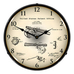 Collectable Sign and Clock 1901 Antique Fishing Reel Brake Patent Blueprint Backlit Wall Clock-22041312-Garage Giant 