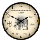 Collectable Sign and Clock 1903 Fire Hydrant Patent Blueprint Backlit Wall Clock-22041314-Garage Giant 