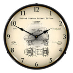 Collectable Sign and Clock 1907 Plimpton Roller Skate Patent Blueprint Backlit Wall Clock-22041315-Garage Giant 