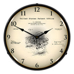 Collectable Sign and Clock 1913 Motorcycle Side Car Patent Blueprint Backlit Wall Clock-22041316-Garage Giant 