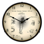 Collectable Sign and Clock 1917 Harley Davidson Springer Front Fork Patent Blueprint Backlit Wall Clock-22041319-Garage Giant 