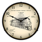 Collectable Sign and Clock 1937 Jabelmann Locomotive Patent Blueprint Backlit Wall Clock-22041325-Garage Giant 