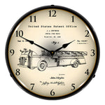 Collectable Sign and Clock 1939 Fire Truck Patent Blueprint Backlit Wall Clock-22041326-Garage Giant 