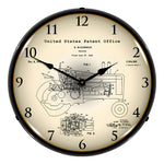 Collectable Sign and Clock 1942 John Deere McCormick Tractor Patent Blueprint Backlit Wall Clock-22041327-Garage Giant 