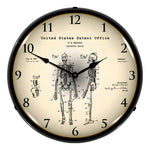 Collectable Sign and Clock 1959 Anatomical Skeleton Patent Blueprint Backlit Wall Clock-22041328-Garage Giant 