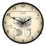 Collectable Sign and Clock 1960 Anatomical Skull Patent Blueprint Backlit Wall Clock-22041329-Garage Giant 