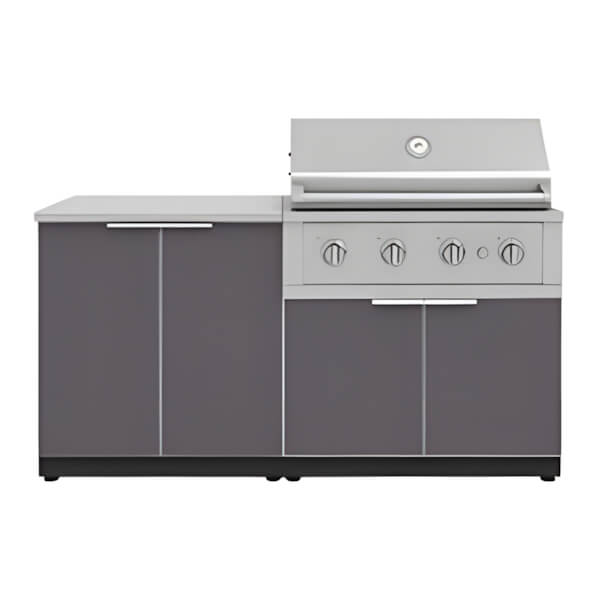 NewAge Outdoor Kitchens Aluminum Slate Grey 4-Piece Outdoor Kitchen Set with 36-Inch Liquid Propane Performance Grill-67323-Garage Giant